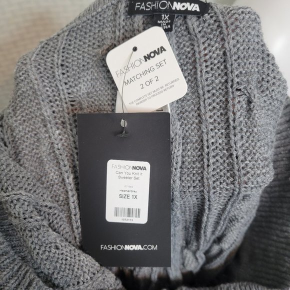 Can You Knit It Sweater Set - Color: Heather Grey, Size: 1X - Picture 13 of 13